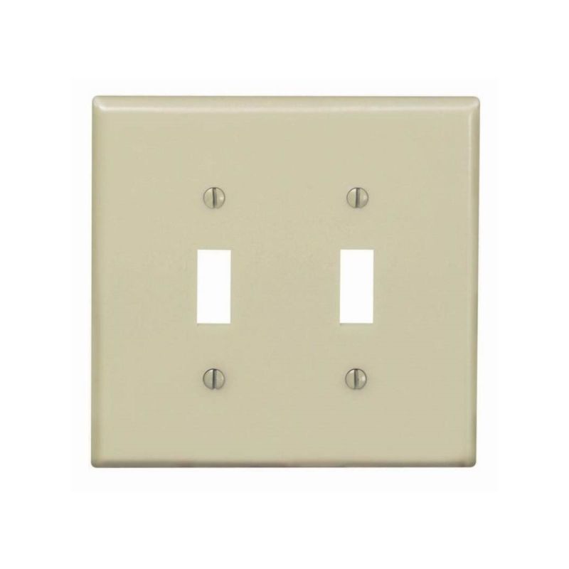 Leviton PJ2-I Wallplate, 4-7/8 in L, 4.94 in W, 2 -Gang, Nylon, Ivory Midway, Ivory
