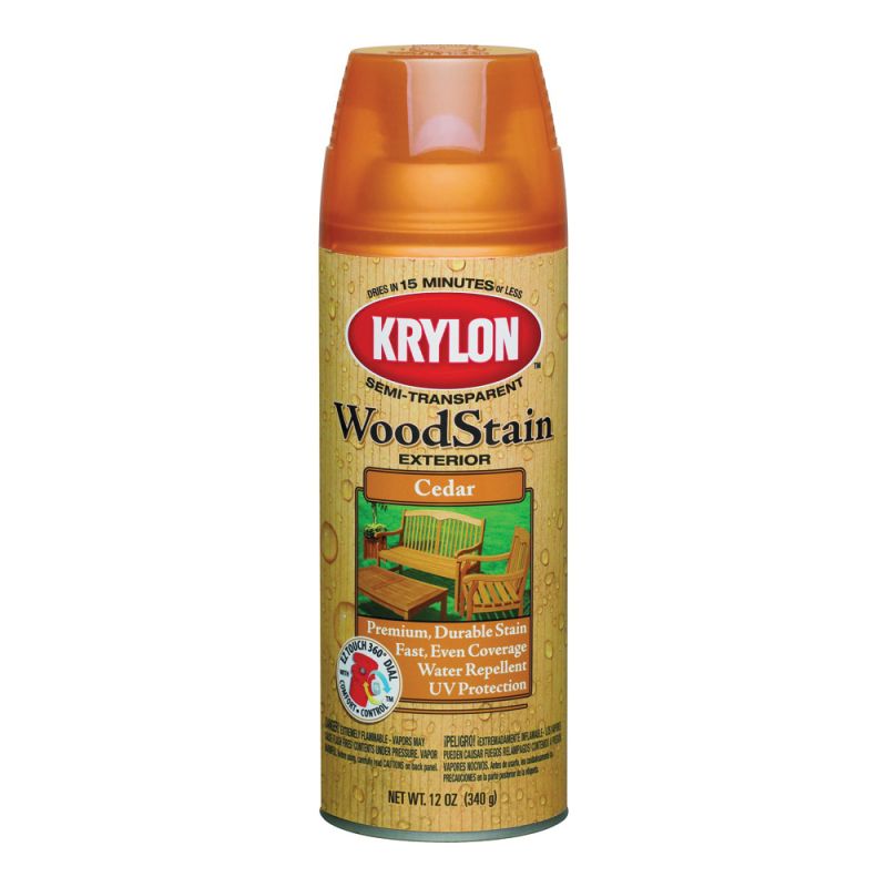 Krylon K03601000 Wood Stain, Cedar, Liquid, 12 oz, Aerosol Can Cedar