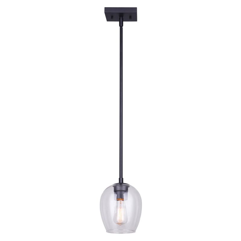 Canarm CAIN IPL1019A01BK Pendant Light, 120 V, 100 W, 1-Lamp, Type A Lamp, Metal Fixture, Black Fixture