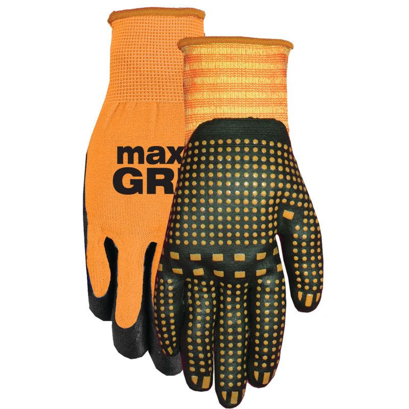 Midwest Quality Glove Max Grip Nitrile Coated Glove L, Orange