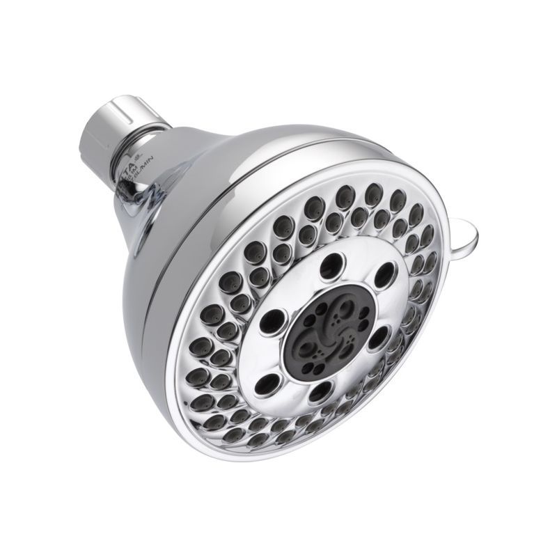 Delta 75569C Shower Head, 1.75 gpm, 1/2 in Connection, IPS, 5-Spray Function, Plastic, Chrome, 4-5/32 in Dia
