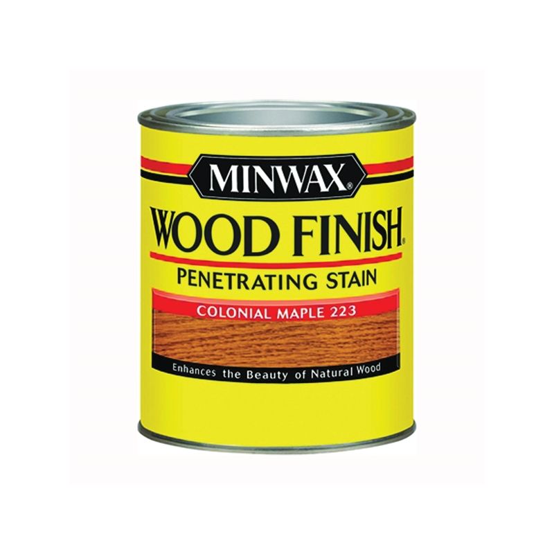 Minwax 222304444 Wood Stain, Satin, Colonial Maple, Liquid, 0.5 pt, Can Colonial Maple
