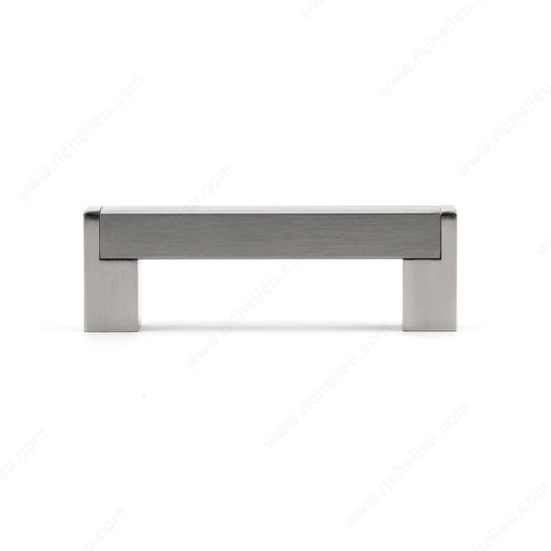 Richelieu BP52096195 Cabinet Pull, 4-7/16 in L Handle, 21/32 in H Handle, 1-1/2 in Projection, Metal/Stainless Steel Contemporary