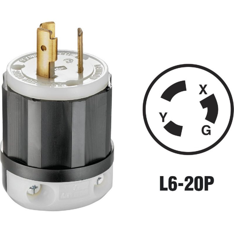 Leviton Industrial Grade Locking Cord Plug Black/White, 20