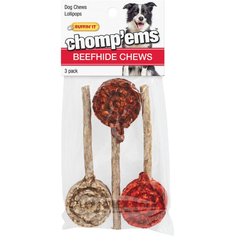 Westminster Pet Ruffin&#039; it Chomp&#039;ems Rawhide Lollipop Chew 3-Pack