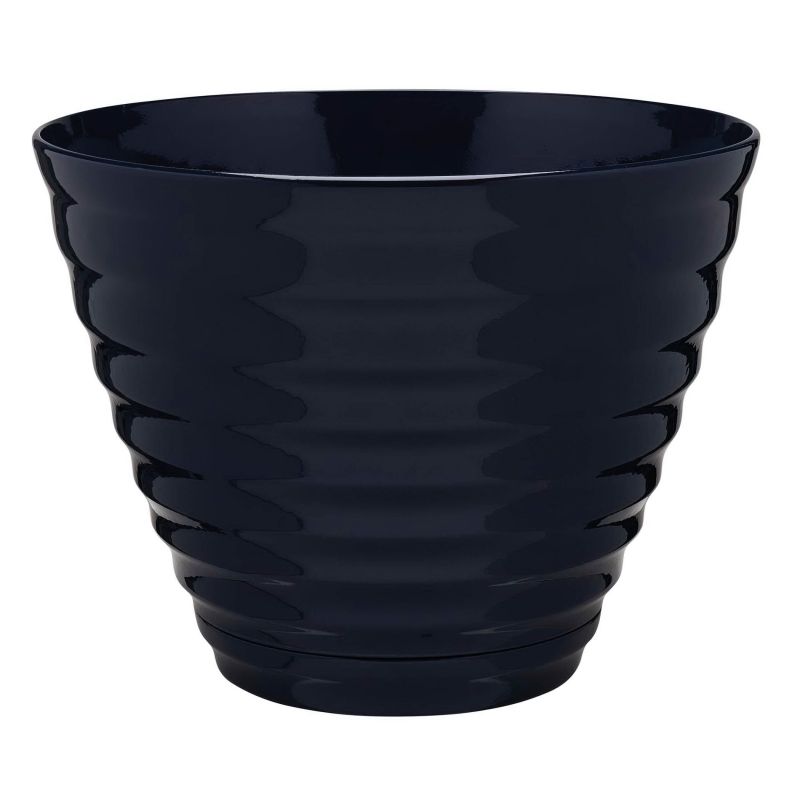 Southern Patio HDR-064770 Planter, 15.9 in Dia, 12.3 in H, Round, Beehive Design, Resin, Navy Navy