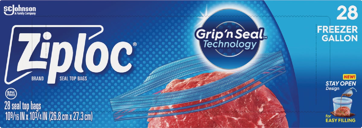 Ziploc Brand Gallon Freezer Bags with Grip 'n Seal Technology, 28