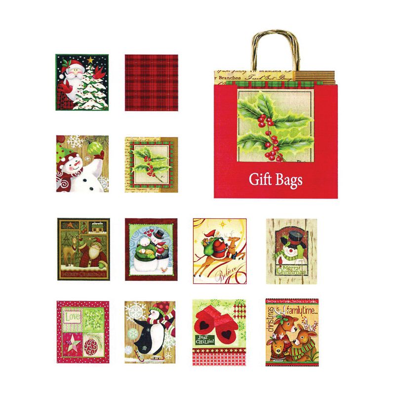 Santas Forest 69617 Gift Bag, 10 in W, 12 in H, Kraft