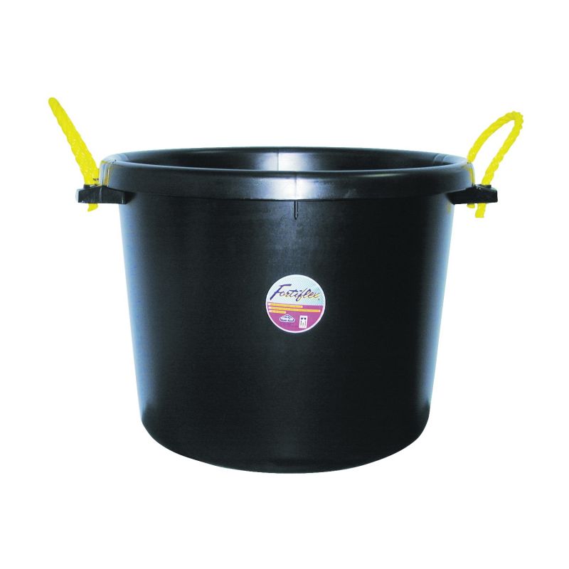 Fortex-Fortiflex MB-70BX Barn Bucket, 70 qt Volume, Polyethylene/Rubber, Black Black