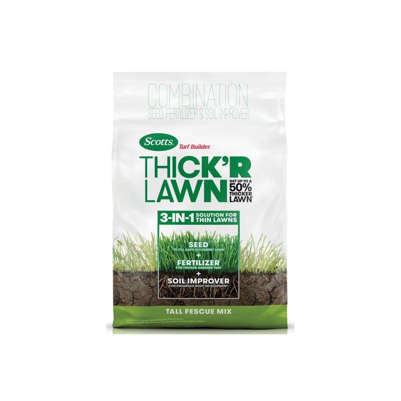 Scotts 30073 Thick&#039;R Lawn Tall Fescue Mix Grass Seed, 12 lb Bag Brown/Gray/Green/Straw