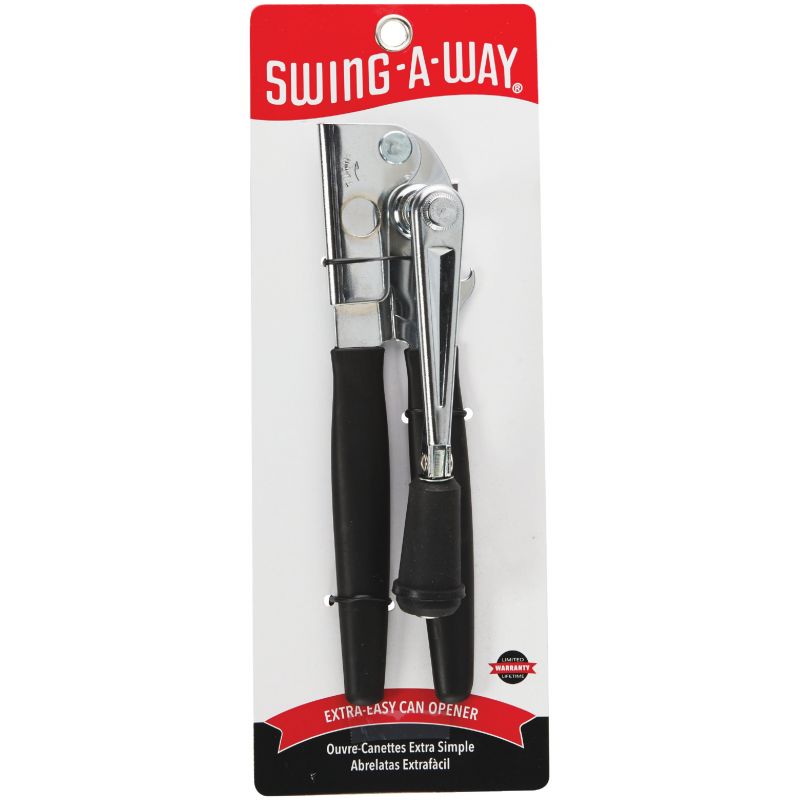 Swing-A-Way Easy Crank Can Opener Comfort Grip, Built In Bottle Opener, Gray