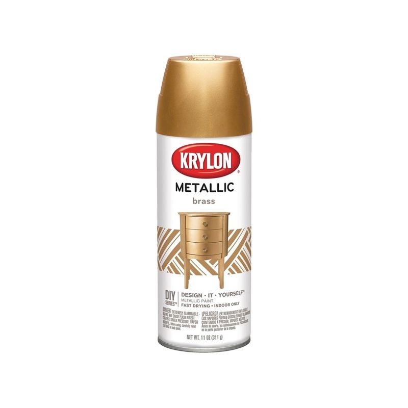 Krylon K02204007 Metallic Spray Paint, Metallic, Brass, 12 oz, Can Brass