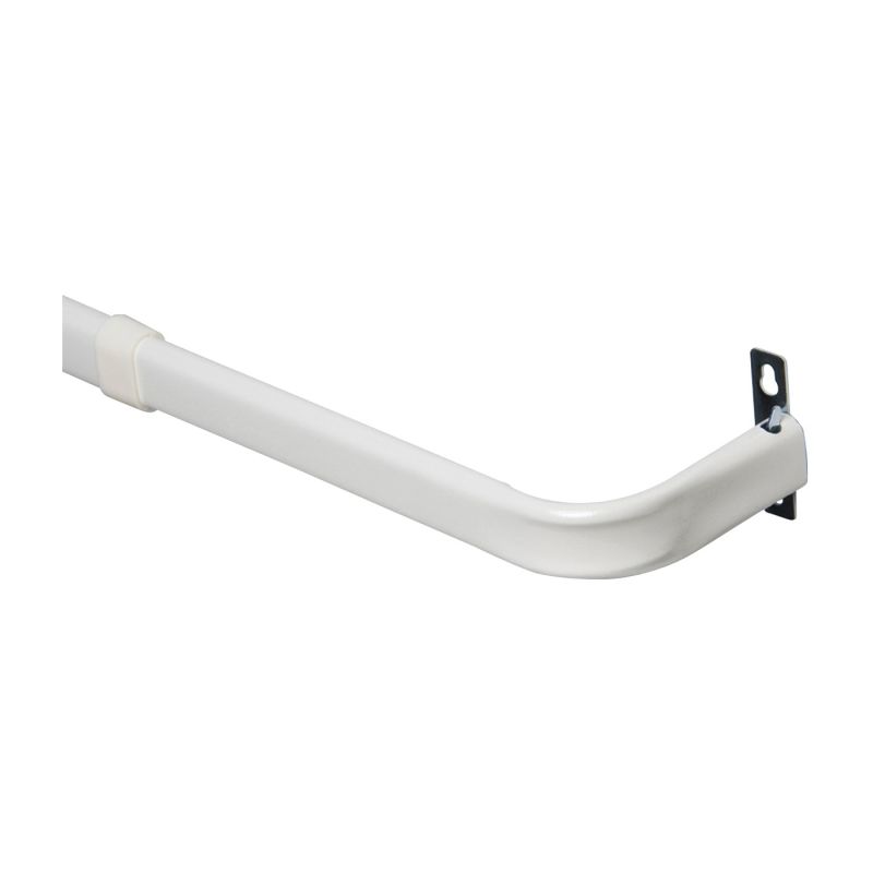 Kenney KN512 Curtain Rod, 1 in Dia, 48 to 86 in L, Steel, White White
