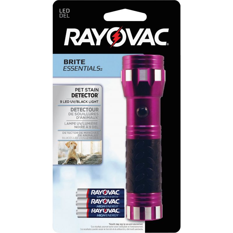 Rayovac Brite Essentials Pet Stain Detector LED Flashlight Purple