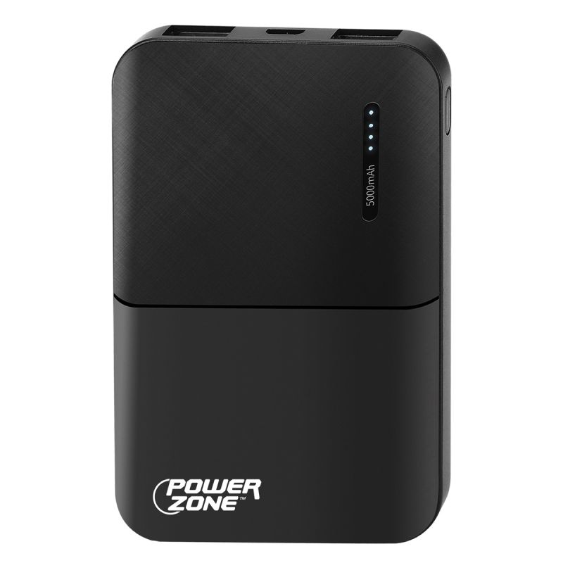 PowerZone S62 Power Bank, 5000 mAh Capacity, Black 5000 MAh, Black