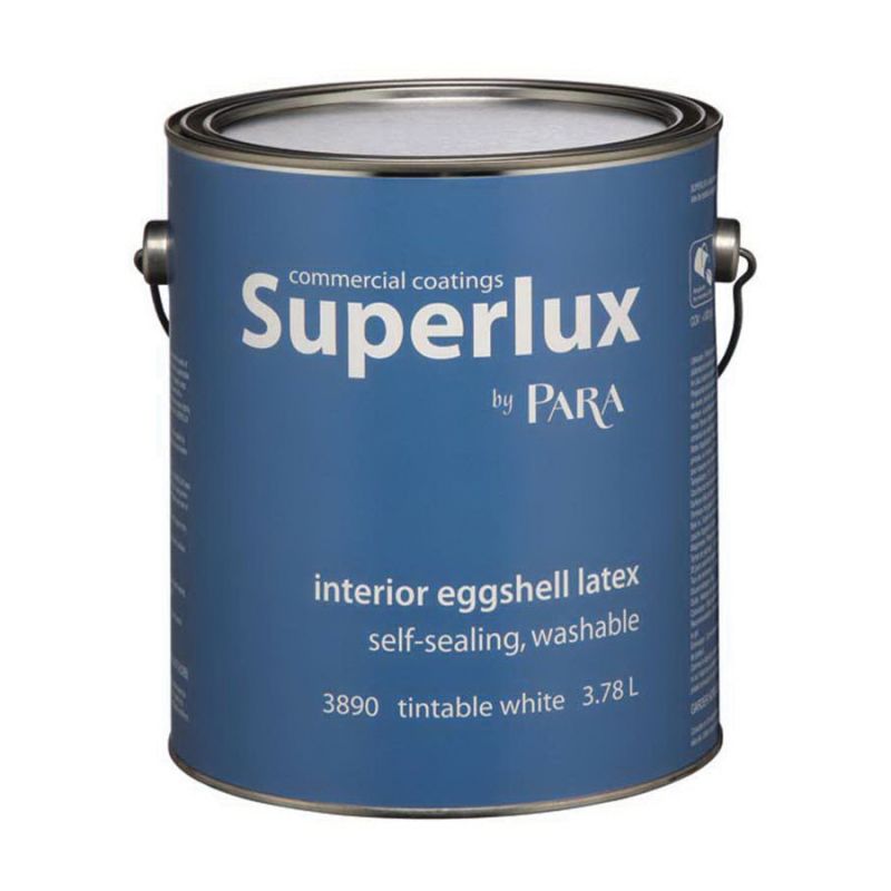 Para Superlux Series 3890-16 Interior Paint, Solvent, Water, Eggshell, White Tint, 1 gal, 420 to 480 sq-ft Coverage Area White Tint