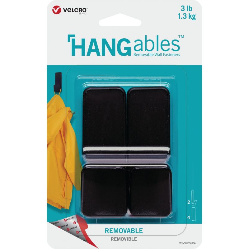 VELCRO Brand Hangables Adhesive Backing Hook &amp; Loop Hook Black