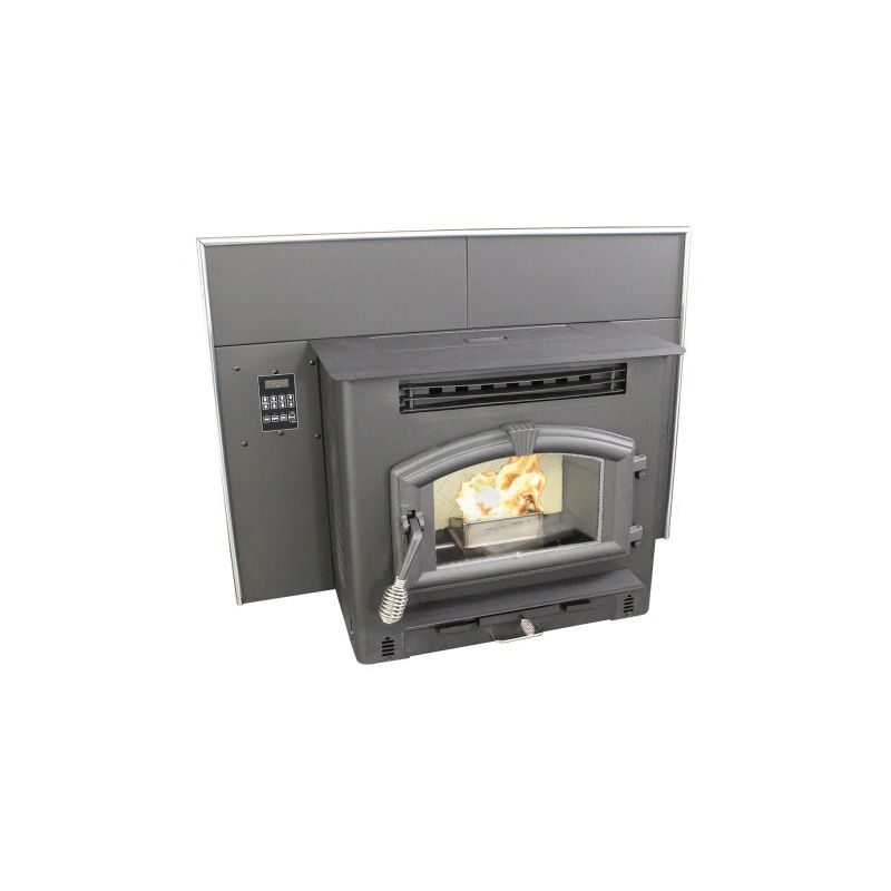 US STOVE 6041I Corn and Pellet Fireplace Insert Stove, 27-3/4 in W, 31 in D, 23-3/4 in H, 2200 sq-ft Heating, Steel Black