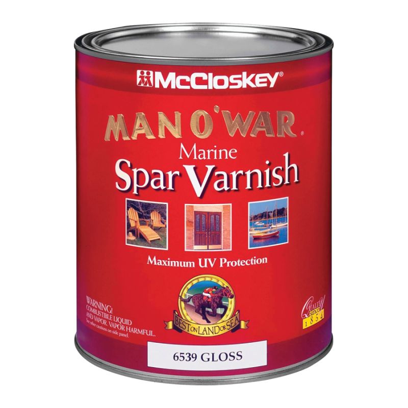 McCloskey Man O&#039;War 05 Marine Spar Varnish, Gloss, Clear, 1 qt Clear