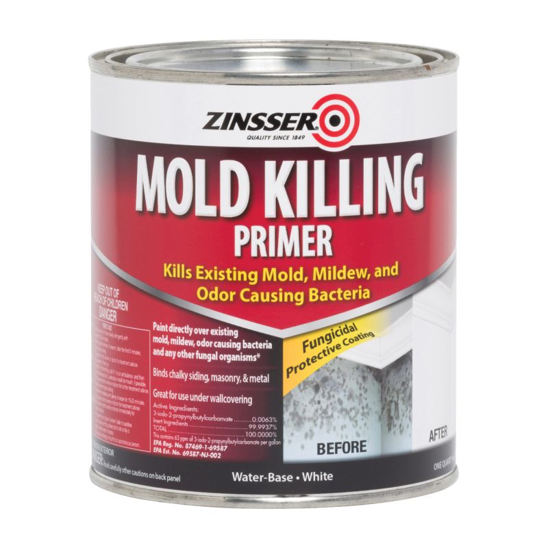 Zinsser 276087 Mold Killing Primer, Flat, White, 1 qt, Can White (Pack of 4)