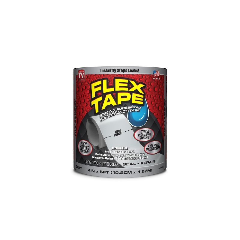 Flex Seal TFSGRYR0405 Repair Tape, 5 ft L, 4 in W, Gray Gray