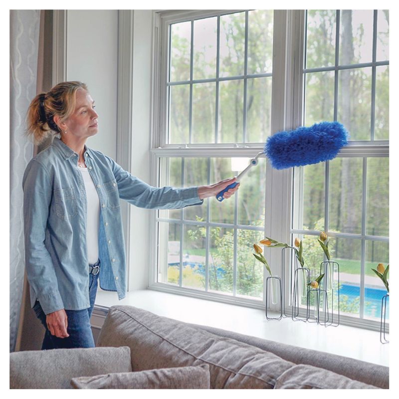 Unger 989230 Click and Dust Duster, 2 in Head, Microfiber Head, 6 in L Handle, Blue Blue