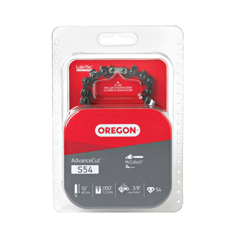 Oregon S54 Chainsaw Chain, 16 in L Bar, 0.05 Gauge, 3/8 in TPI/Pitch, 54-Link