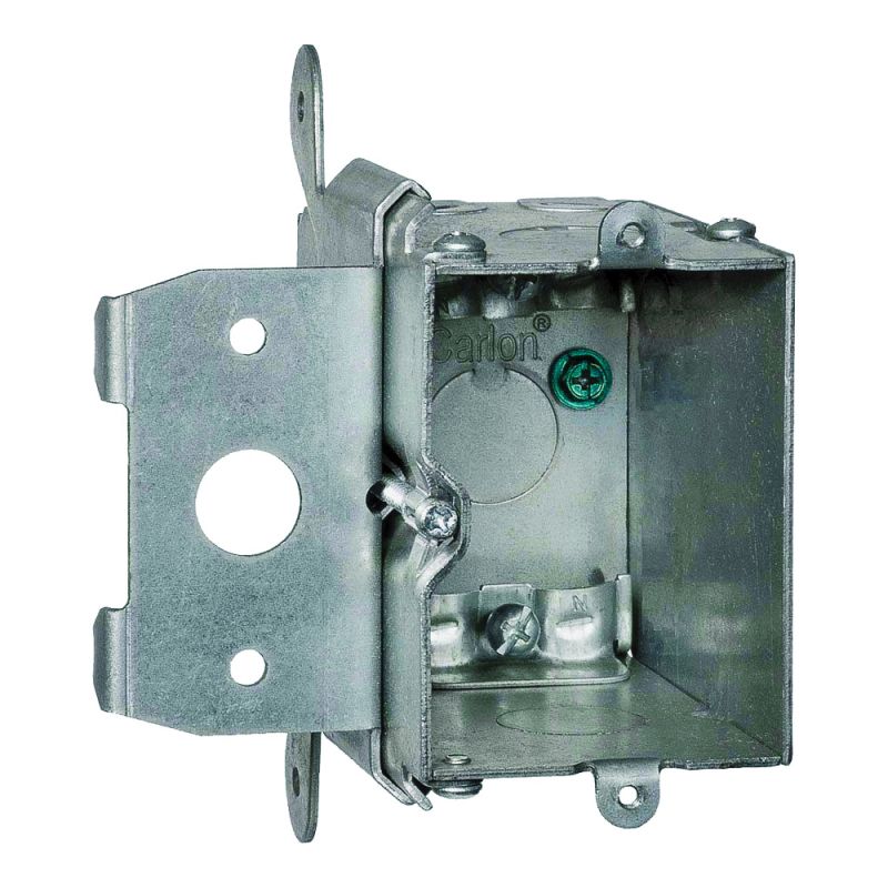 Steel City MB120ADJ Outlet Box, 1 -Gang, 5 -Knockout, Galvanized Steel, Silver, Box Mounting Silver