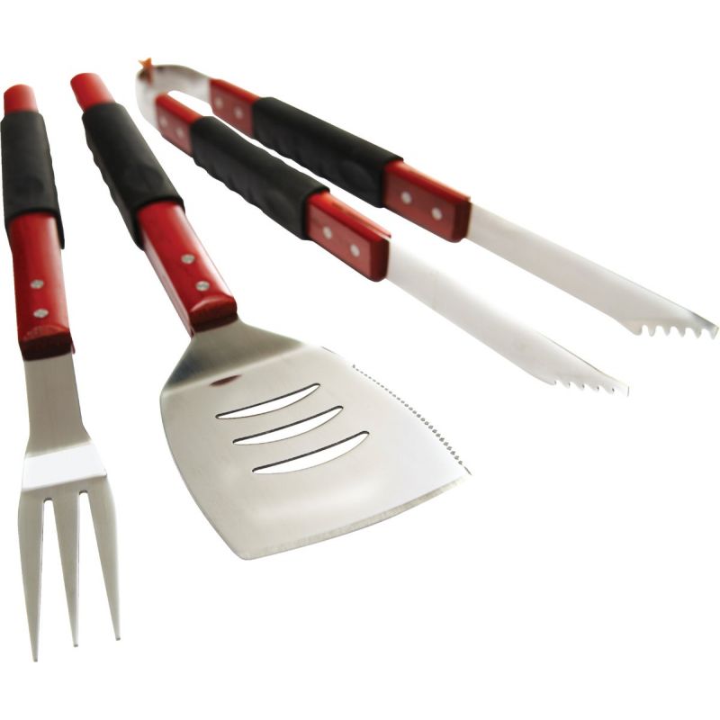GrillPro 3-Piece Wood Handle Barbeque Tool Set