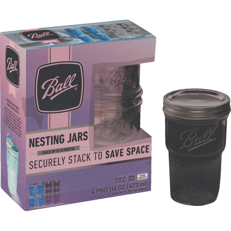 Ball Nesting Glass Storage Canning Jar 1 Pt.