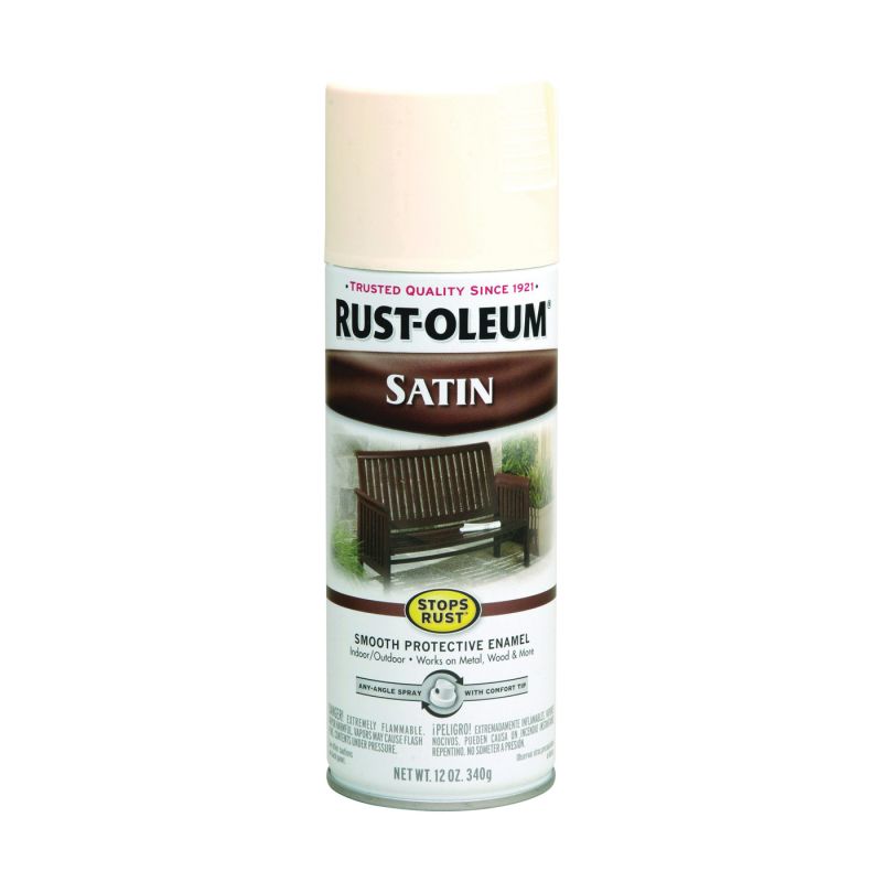 Rust-Oleum 7793830 Rust Preventative Spray Paint, Low Satin, Shell White, 12 oz, Can Shell White
