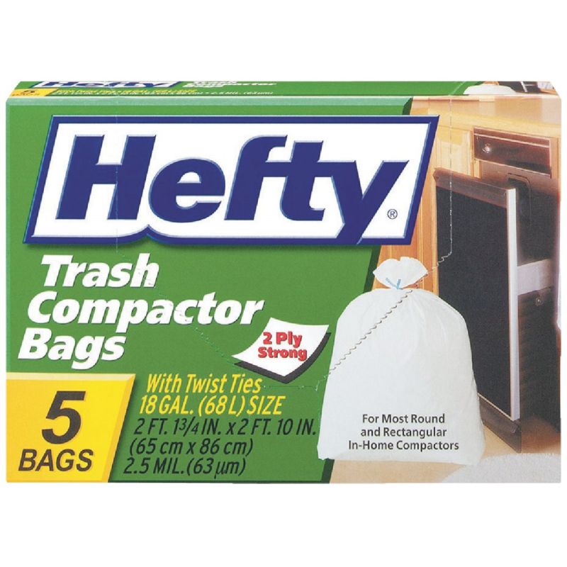 Hefty Trash Compactor Bag 18 Gal., White