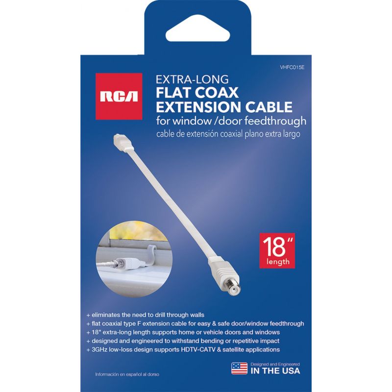 RCA 18 In. Flat Coaxial Cable White