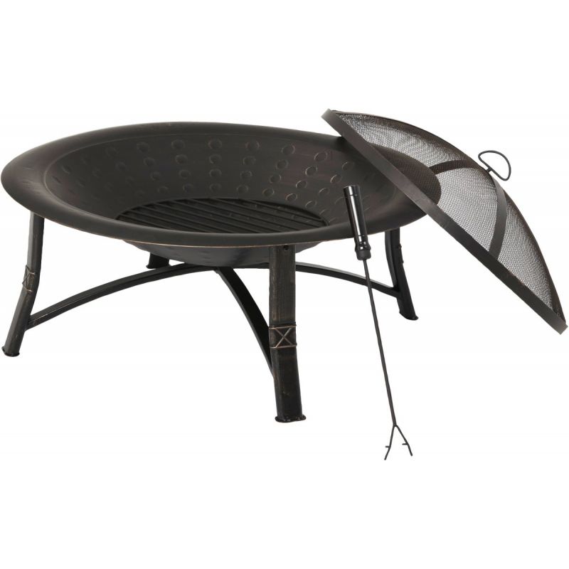 Outdoor Expressions 35 In. Steel Fire Pit Antique Bronze, Round