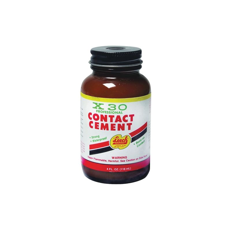 Leech Adhesives X-30 X30-74 Contact Cement, Clear, 4 oz Bottle Clear