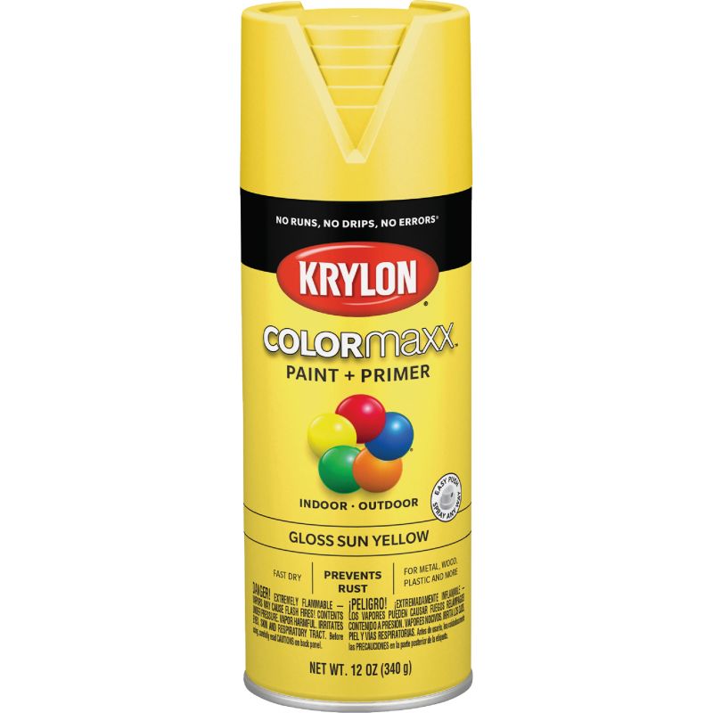 Krylon ColorMaxx Spray Paint + Primer Sun Yellow, 12 Oz.