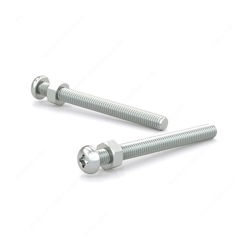 Reliable PSBZ Series PSBZ83234MR Machine Screw with Nut, #8-32 Thread, 3/4 in L, Full, Imperial Thread, Pan Head, Steel