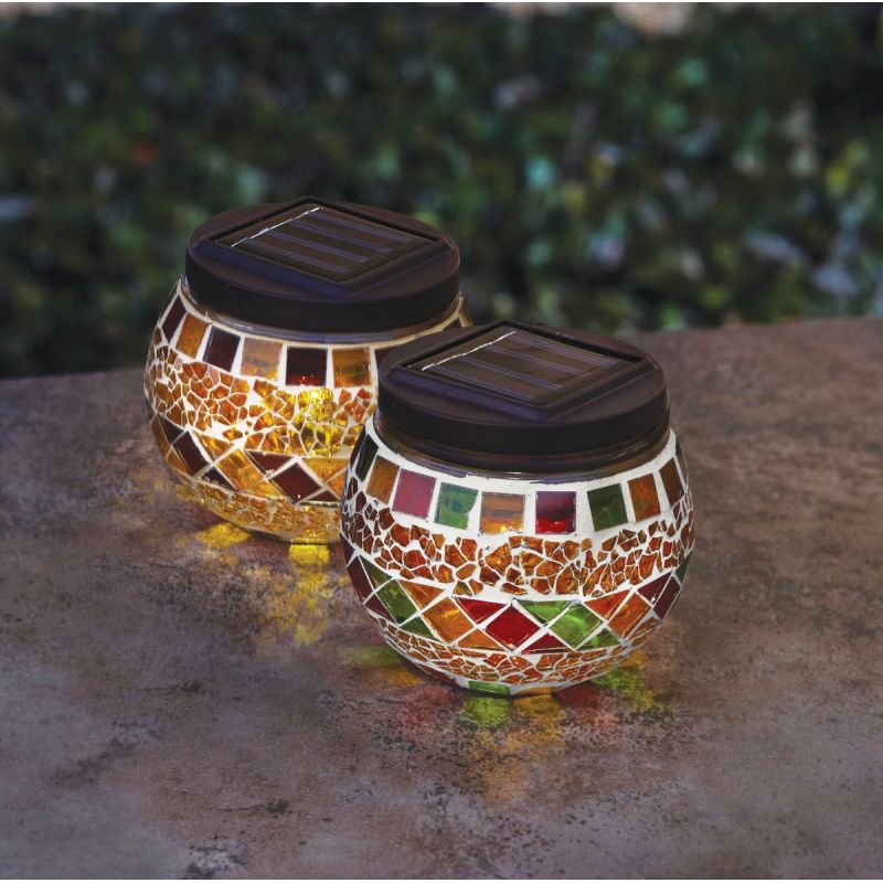 Outdoor Expressions Tabletop Solar Patio Light Autumn Harvest Tile (Pack of 12)