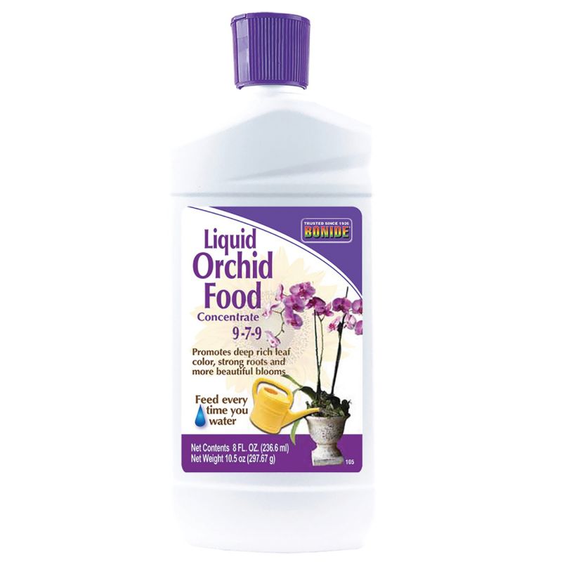 Bonide 105 Orchid Food, 8 oz Bottle, Liquid, 9-7-9 N-P-K Ratio Green