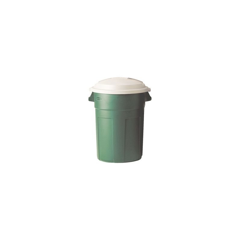 Rubbermaid FG289487EGRN Round Trash Can, 32 gal Capacity, Plastic, Evergreen, Snap-Lock Lid Closure 32 Gal, Evergreen