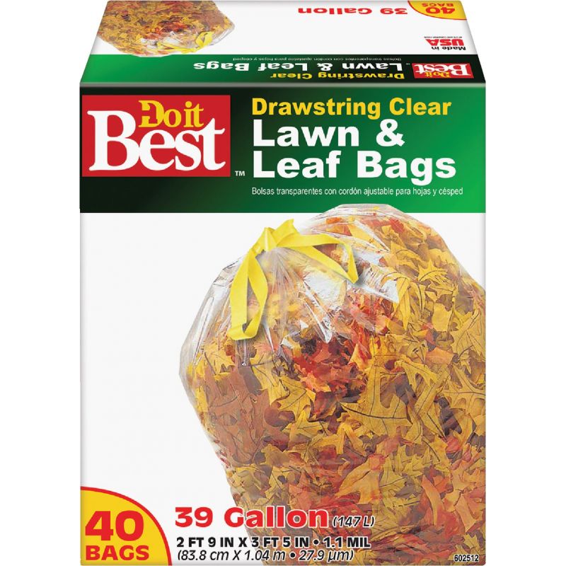 Do it Best Drawstring Lawn &amp; Leaf Bag 39 Gal., Clear