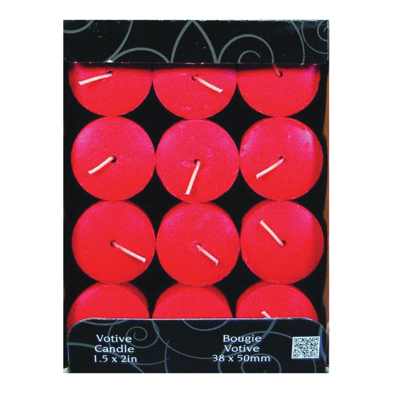 CANDLE-LITE 1276021 Scented Votive Candle, Apple Cinnamon Crisp Fragrance, Crimson Candle, 10 to 12 hr Burning (Pack of 12)