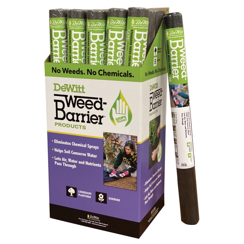 DeWitt DWB15650 Weed Barrier, 50 ft L, 6 ft W, Polypropylene, Black Black