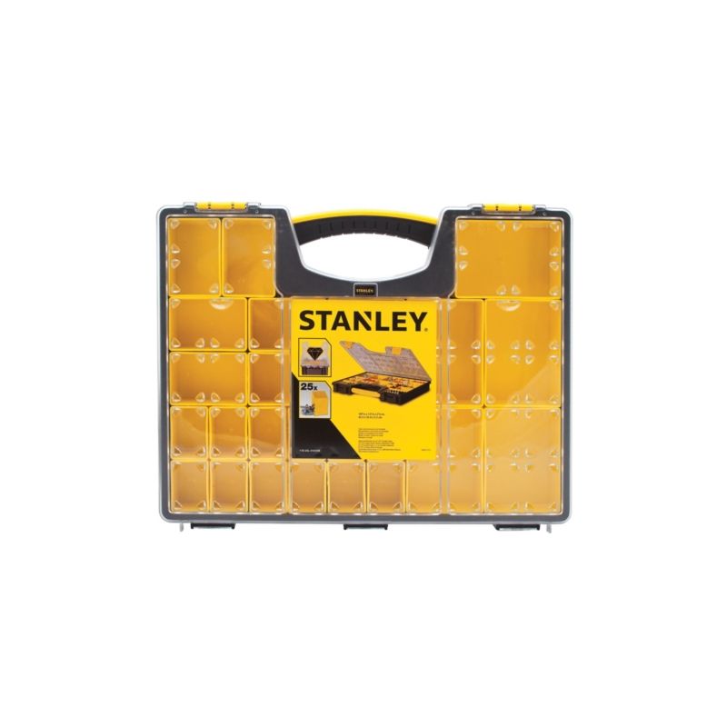 Stanley 014725R Tool Organizer, 25-Compartment, Black/Clear Yellow Black/Clear Yellow