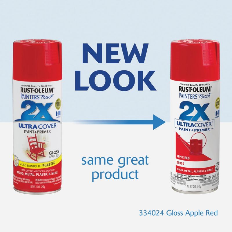 Rust-Oleum Painter&#039;s Touch 2X Ultra Cover Paint + Primer Spray Paint Apple Red, 12 Oz.