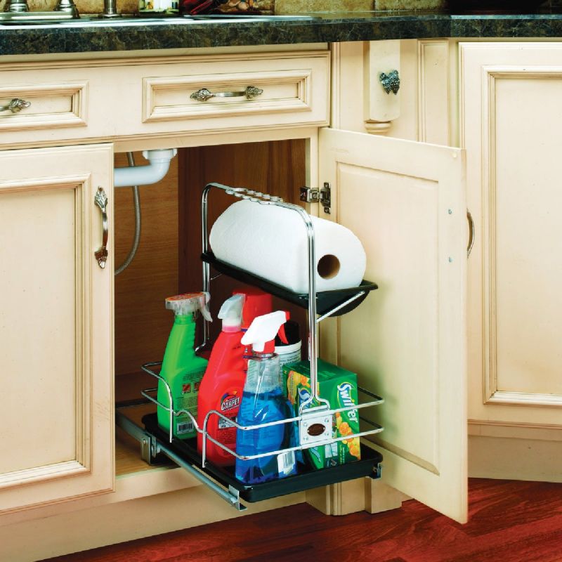 Rev-A-Shelf Undersink Pull-Out Removable Cabinet Organizer Chrome