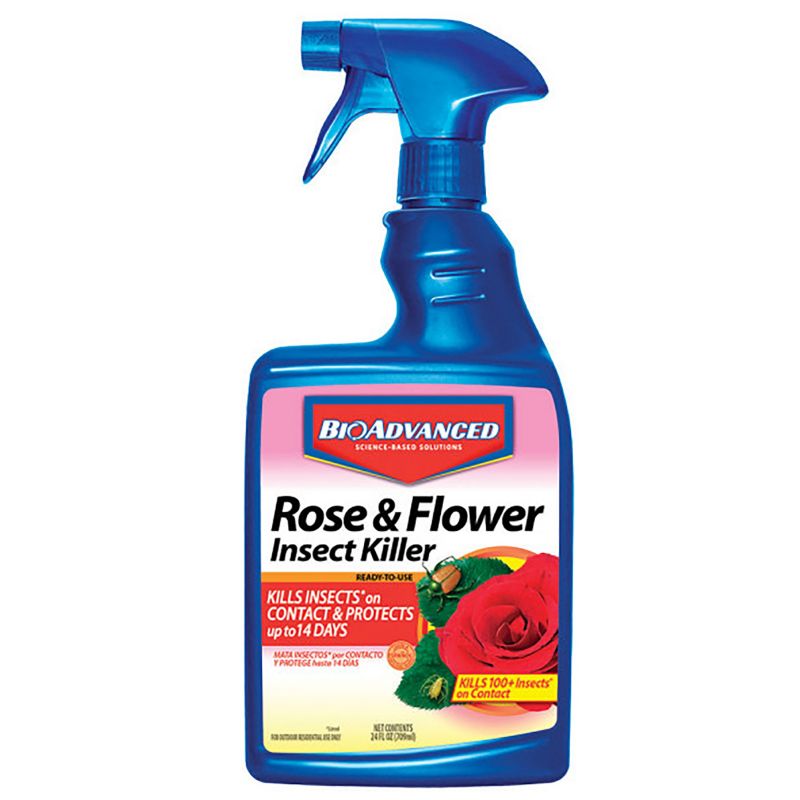 BioAdvanced 708570A Dual Action Rose and Flower Insect Killer, Liquid, Spray Application, 24 oz Bottle Light Yellow