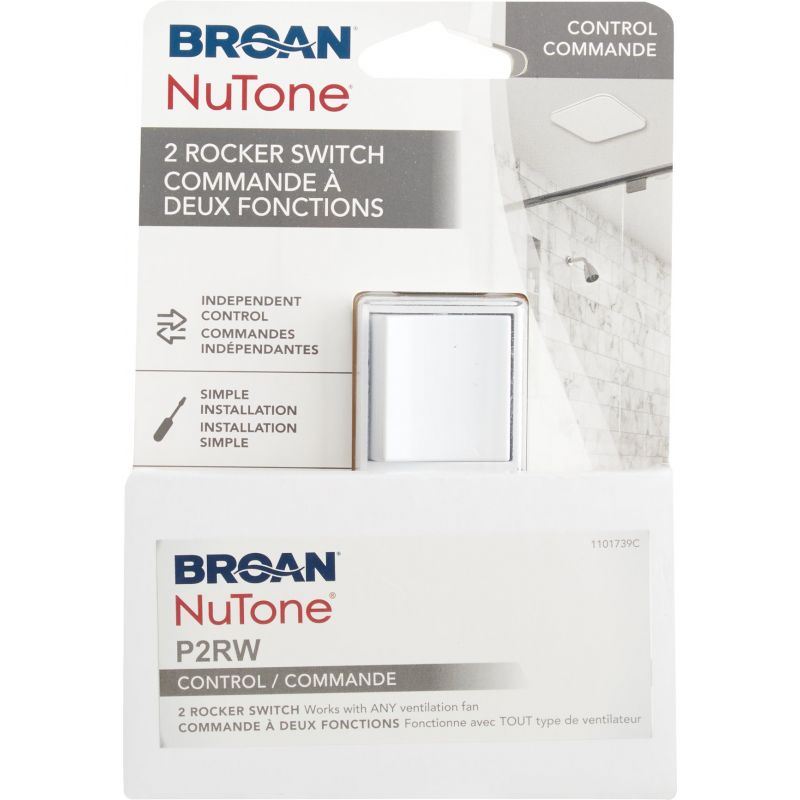 Broan 2-Function Rocker Switch for Bathroom Exhaust Fan White, 15