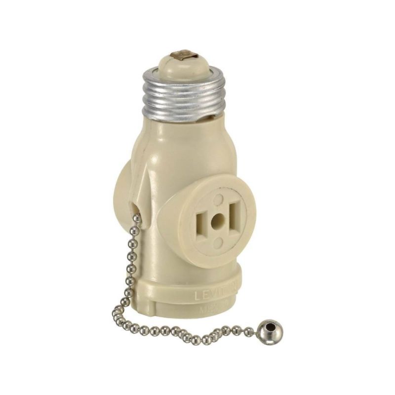 Leviton 008-01406-00I Lamp Holder Adapter, 660 W, 2-Outlet, Ivory Ivory