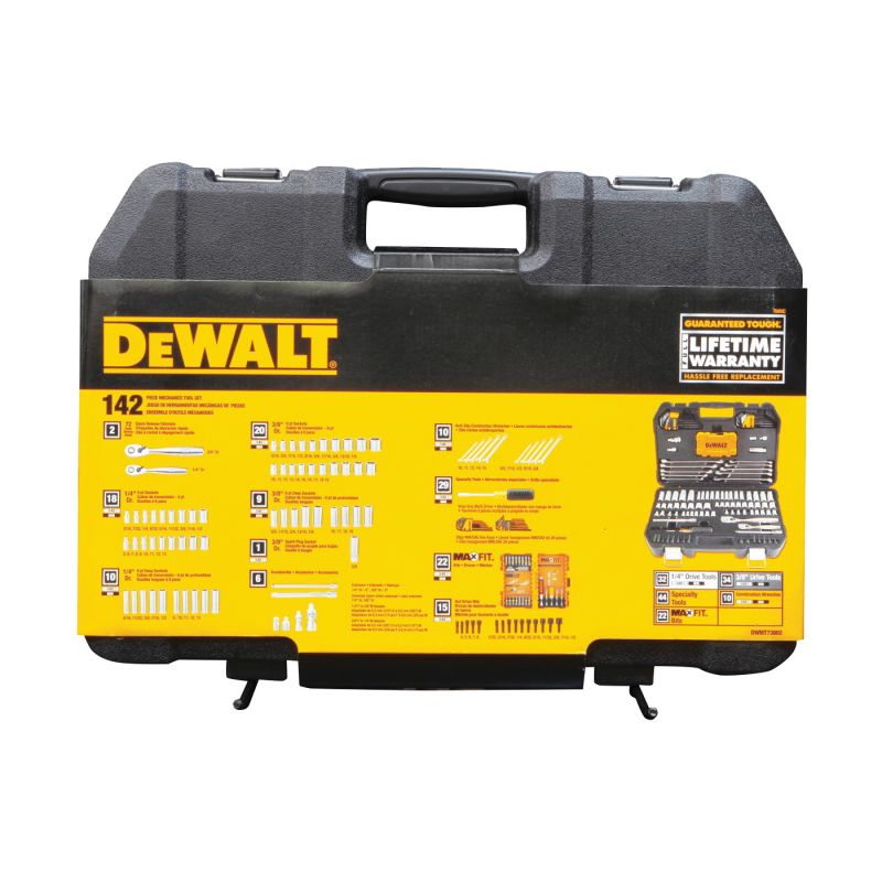 DeWALT DWMT73802 Mechanic&#039;s Tool Set, 142-Piece, Chrome Vanadium, Polished Chrome Vanadium